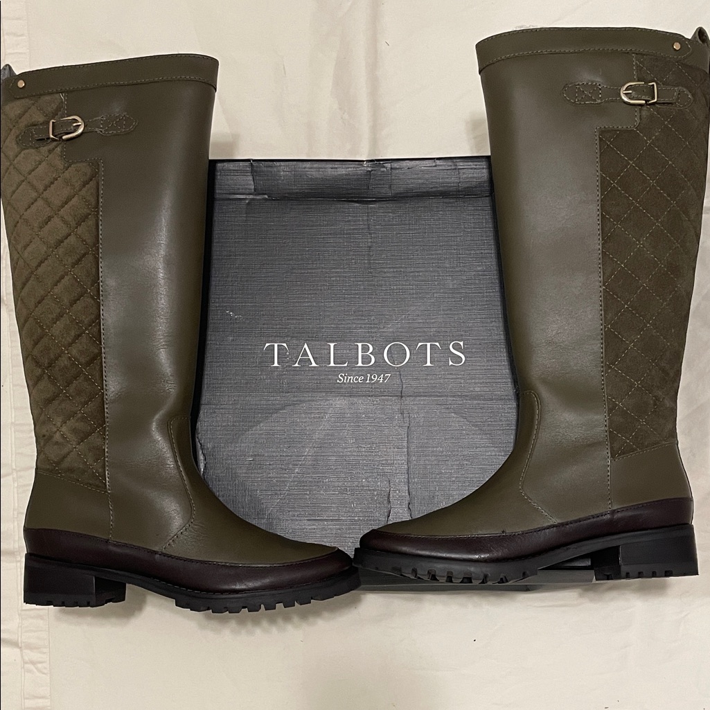 Talbots Olive Green Quilted Riding Boots